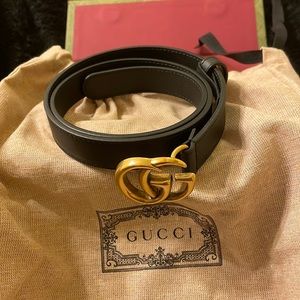 Leather Gucci Belt, Double G, Size 65 / 00-0 (US)